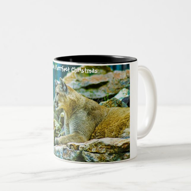 Caneca De Café Em Dois Tons Tenha um Natal Purrfeito (Frente Esquerda)