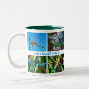 Caneca De Café Em Dois Tons Tenha Uma Bela Dragonela Artística De Aniversári
