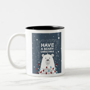 Caneca De Café Em Dois Tons Tenha uma ilustração do urso polar de Natal Bear