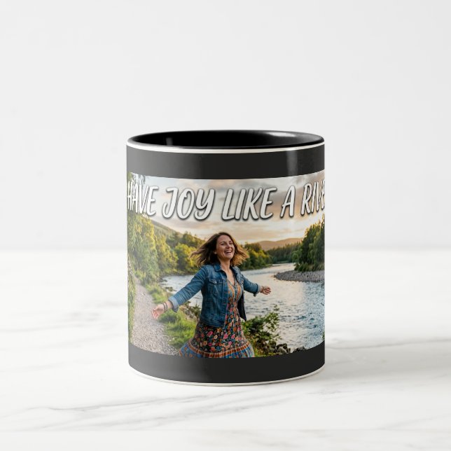 Caneca De Café Em Dois Tons Tenho Alegria Como um Rio (Centro)