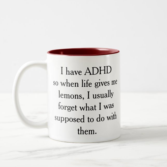 Caneca De Café Em Dois Tons Tenho citação engraçada do ADHD (Esquerda)