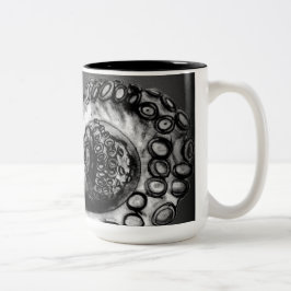 Caneca De Café Em Dois Tons Tentáculo de Octopus Náutico Branco e Preto Vintag