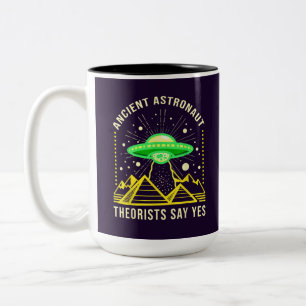 Caneca De Café Em Dois Tons Teóricos dos Astronautas Antigos Dizem Sim Teoria