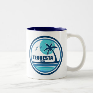 Caneca De Café Em Dois Tons Tequesta Palmeiras Pássaros Flórida