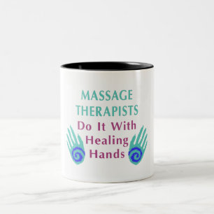 Caneca De Café Em Dois Tons Terapeutas de Massagem Fazem Isso Com Mãos Curativ