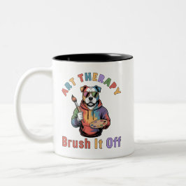 Caneca De Café Em Dois Tons Terapia Arte Escove, Terapista De Arte Pitbull