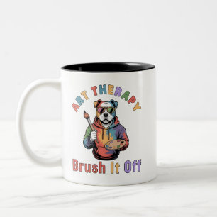 Caneca De Café Em Dois Tons Terapia Arte Escove, Terapista De Arte Pitbull