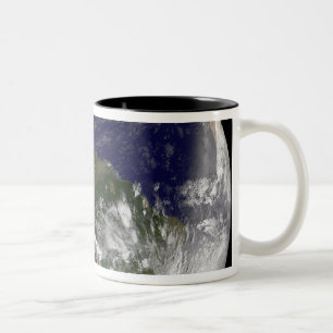 Caneca De Café Em Dois Tons Terra completa que mostra America do Norte e Amer