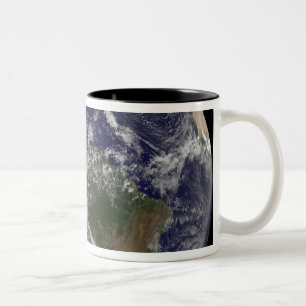Caneca De Café Em Dois Tons Terra completa que mostra America do Norte e Amer