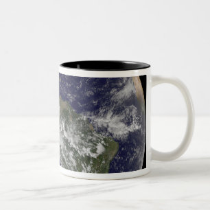 Caneca De Café Em Dois Tons Terra completa que mostra America do Norte e Amer