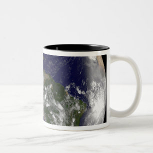 Caneca De Café Em Dois Tons Terra completa que mostra America do Norte e Amer