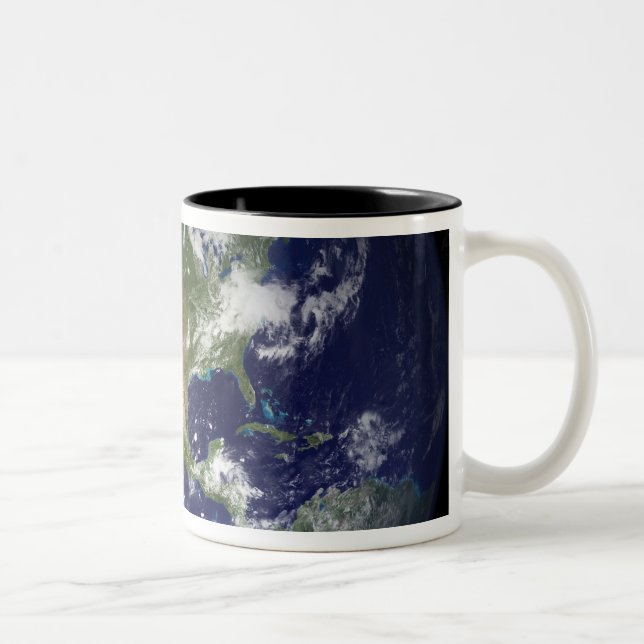 Caneca De Café Em Dois Tons Terra mostrando o hemisfério oeste (Direita)