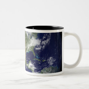Caneca De Café Em Dois Tons Terra que mostra o hemisfério ocidental