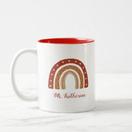 Caneca De Café Em Dois Tons Terracotta Boho Rainbow Obrigado Presente