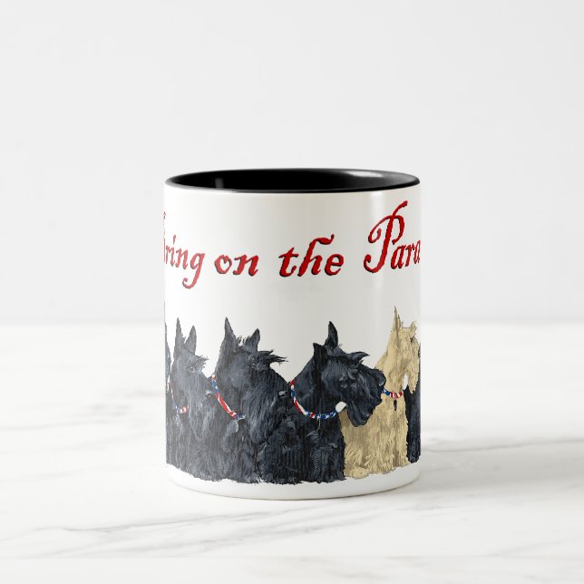 Caneca De Café Em Dois Tons Terriers Escoceses Pretos e Trigos (Centro)