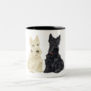 Caneca De Café Em Dois Tons Terriers Escoceses Trigo e Preto