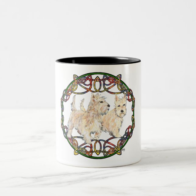 Caneca De Café Em Dois Tons Terriers Escoceses Wheaten (Centro)