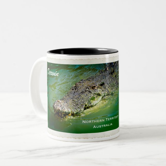 Caneca De Café Em Dois Tons Território Norte Darwin - Mug Crocodilo (Frente Esquerda)