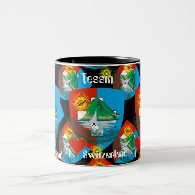 Caneca De Café Em Dois Tons Tessin - Ticino Suíça - Svizzera taça (Centro)