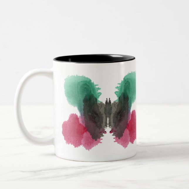 Caneca De Café Em Dois Tons Teste da mancha de tinta de Rorschach. Não me (Esquerda)