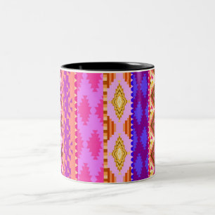 Caneca De Café Em Dois Tons Teste padrão asteca brilhante feminino na moda