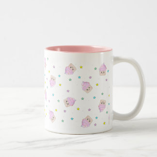 Caneca De Café Em Dois Tons Teste padrão bonito do cupcake
