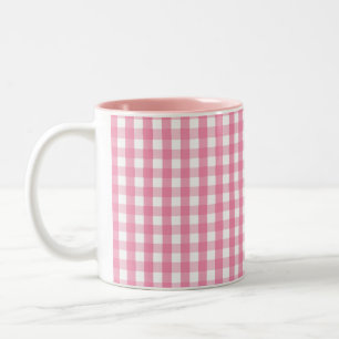 Caneca De Café Em Dois Tons Teste padrão cor-de-rosa da verificação do guin