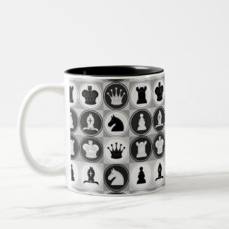 Caneca De Café Em Dois Tons Teste padrão da xadrez