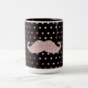 Caneca De Café Em Dois Tons Teste padrão de bolinhas cor-de-rosa feminino