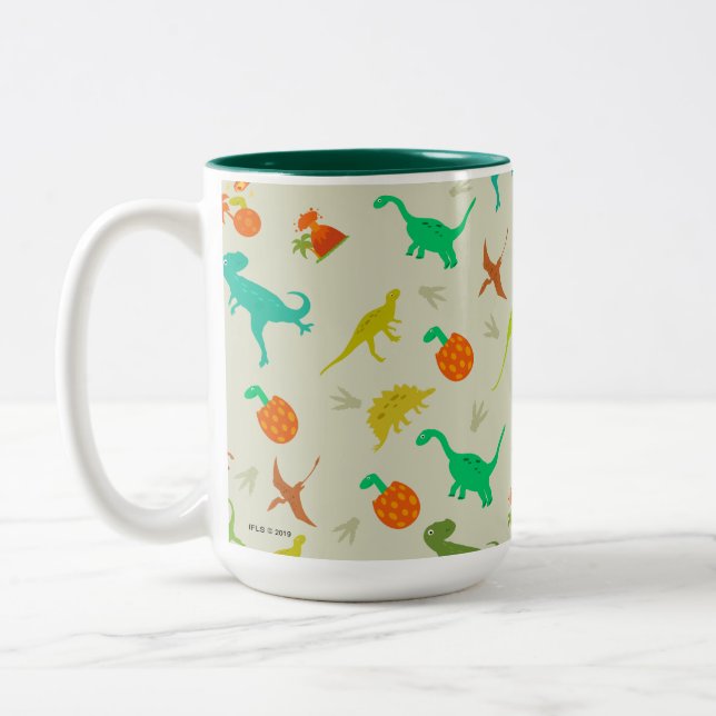 Caneca De Café Em Dois Tons Teste padrão dos dinossauros (Esquerda)