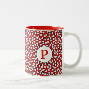 Caneca De Café Em Dois Tons Teste padrão Dotty do monograma