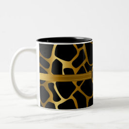 Caneca De Café Em Dois Tons Teste padrão Dourado & preto do monograma