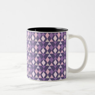 Caneca De Café Em Dois Tons Teste padrão geométrico árabe roxo