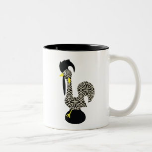 Caneca De Café Em Dois Tons Teste padrão preto, Galo de Barcelos