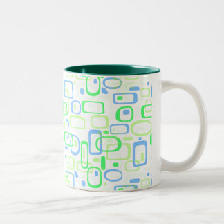 Caneca De Café Em Dois Tons Teste padrão retro verde Funky