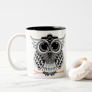 Caneca De Café Em Dois Tons Teste padrão sábio bonito do Henna do Doodle de