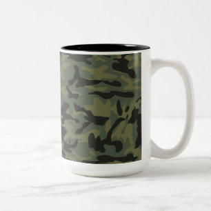 Caneca De Café Em Dois Tons Teste padrão verde do camo