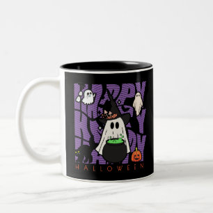 Caneca De Café Em Dois Tons Testemunhar Divertido Feliz Halloween Magic & Mi