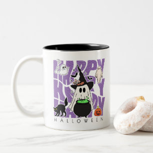 Caneca De Café Em Dois Tons Testemunhar Divertido   Feliz Halloween Magic & Mi
