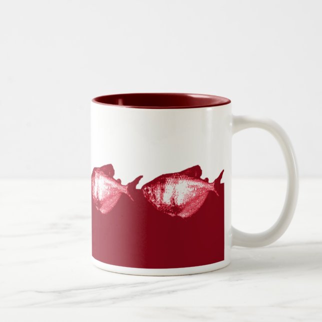 Caneca De Café Em Dois Tons Tetras Saia Preta Vermelhas (Direita)