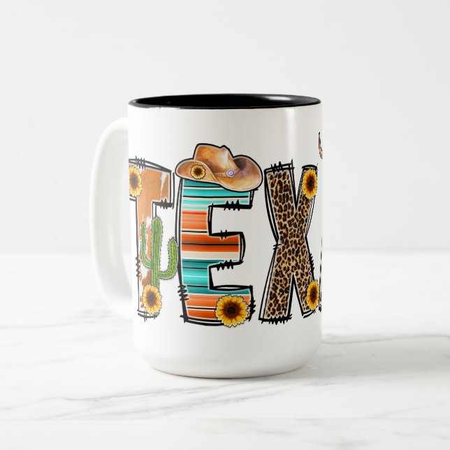 Caneca De Café Em Dois Tons Texas (Frente Esquerda)