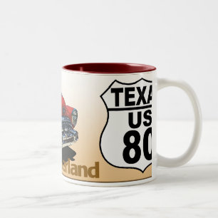 Caneca De Café Em Dois Tons Texas US Route 80 - Dixie Overland