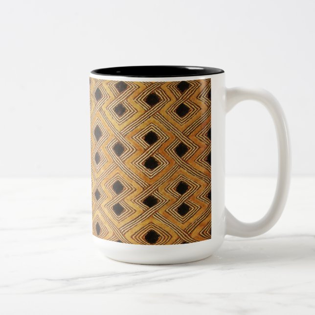 Caneca De Café Em Dois Tons Têxtil Africano Zaire Congo Kuba (Direita)