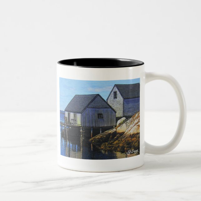 Caneca De Café Em Dois Tons Têxtil Art Boat Coffee Mug (Direita)