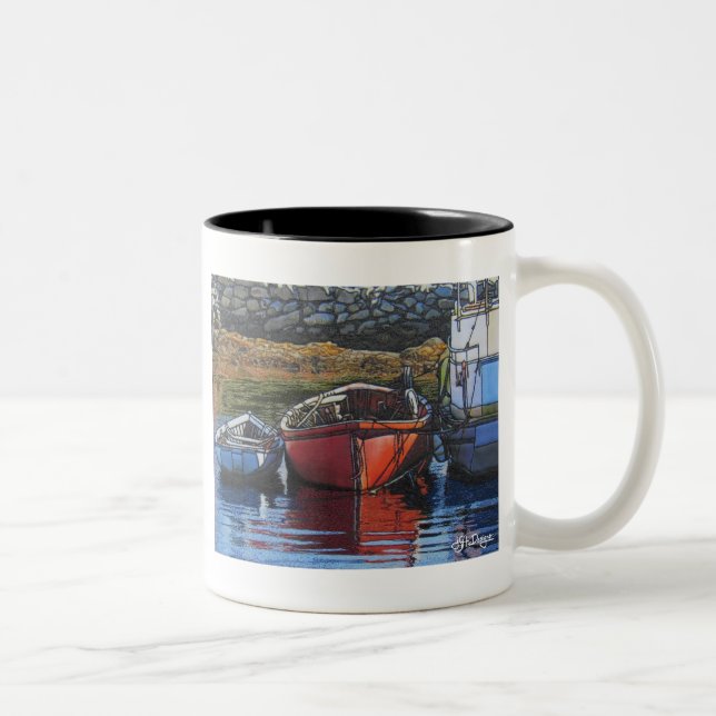 Caneca De Café Em Dois Tons Têxtil Art Boat Coffee Mug (Direita)