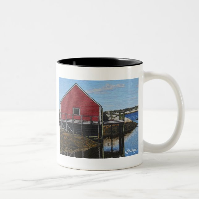 Caneca De Café Em Dois Tons Têxtil Art Boathouse Coffee Mug (Direita)