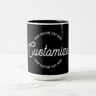 Caneca De Café Em Dois Tons Texto Circular e Cursivo Elegante e Editável