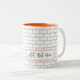 Caneca De Café Em Dois Tons Texto Clássico Moderno do Azulejo de Metrô de Arqu