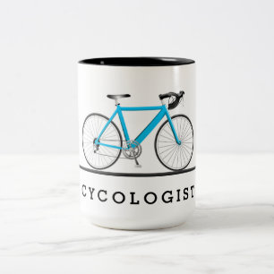Caneca De Café Em Dois Tons Texto de cicologista com bicicleta aqua
