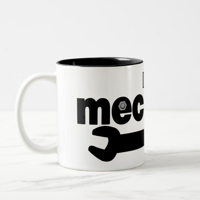 Caneca De Café Em Dois Tons Texto de Loucos e parafusos mecânicos (Esquerda)